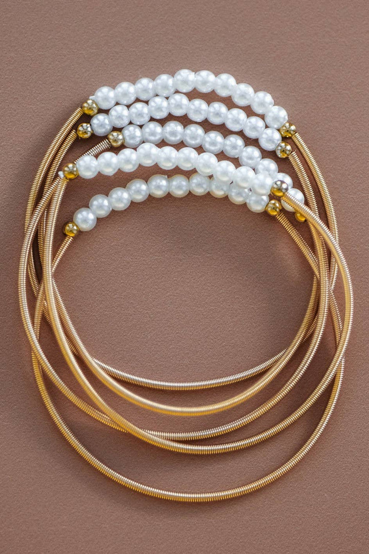 Boho Layered Spring Coil Guitar String Bracelet Set - 6025