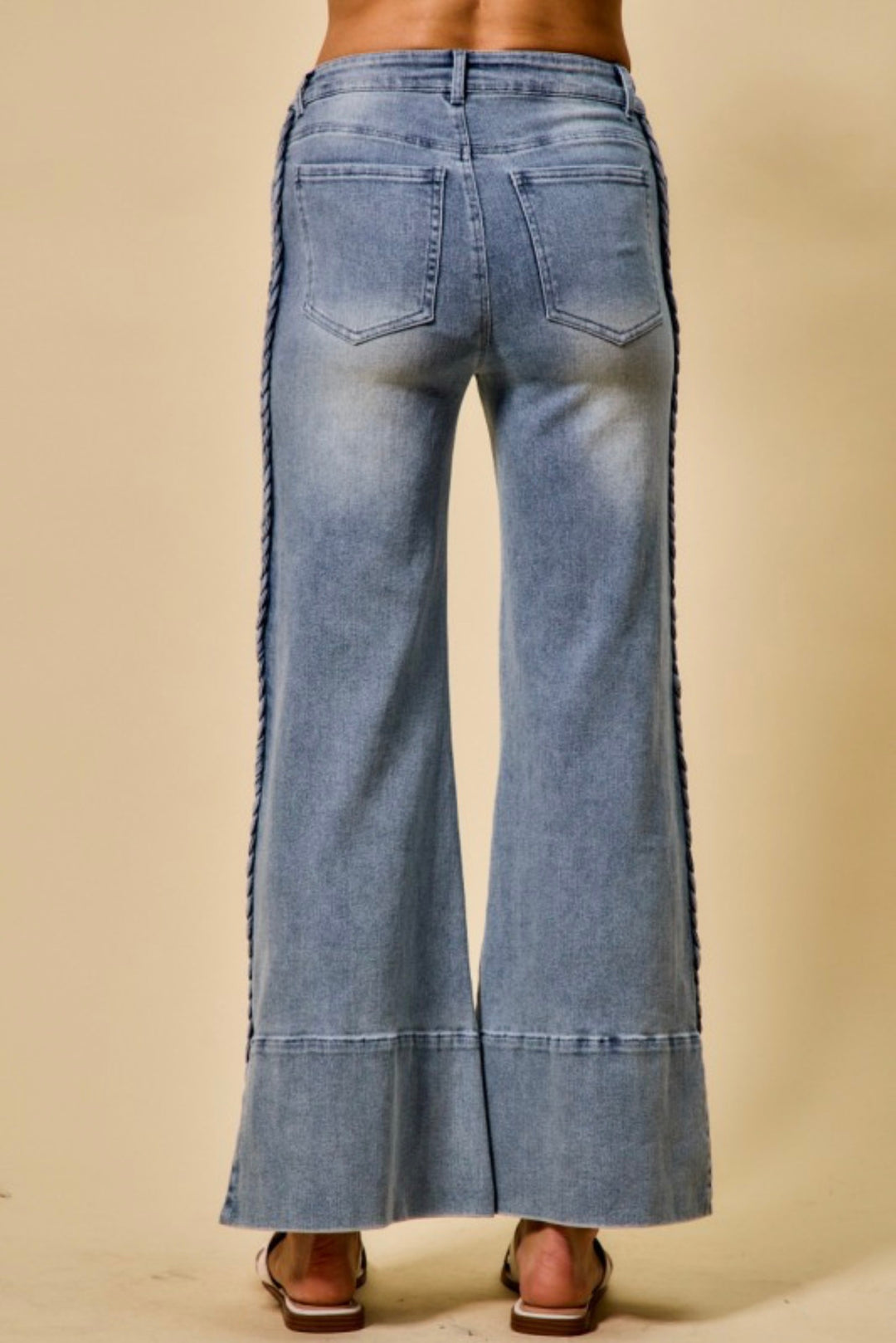 Braided Detail Flare Jeans