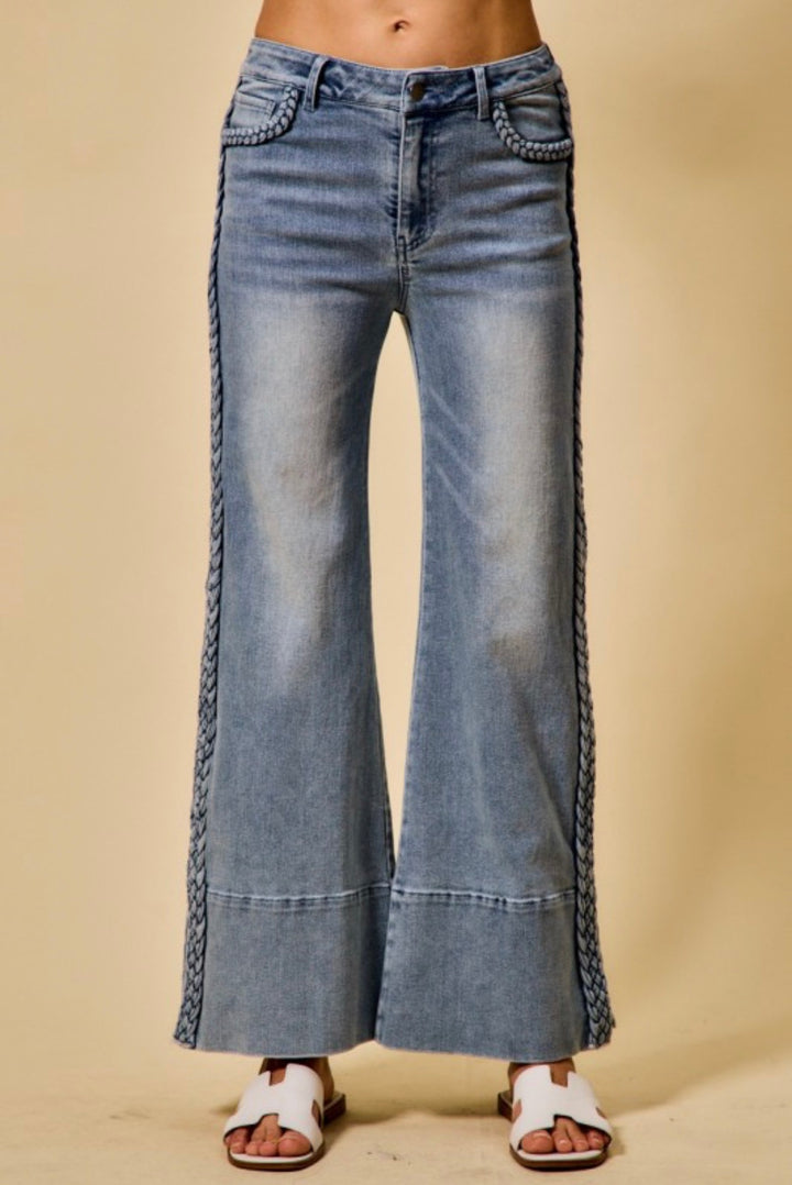 Braided Detail Flare Jeans