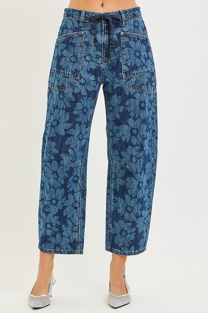 Floral Barrel Jeans