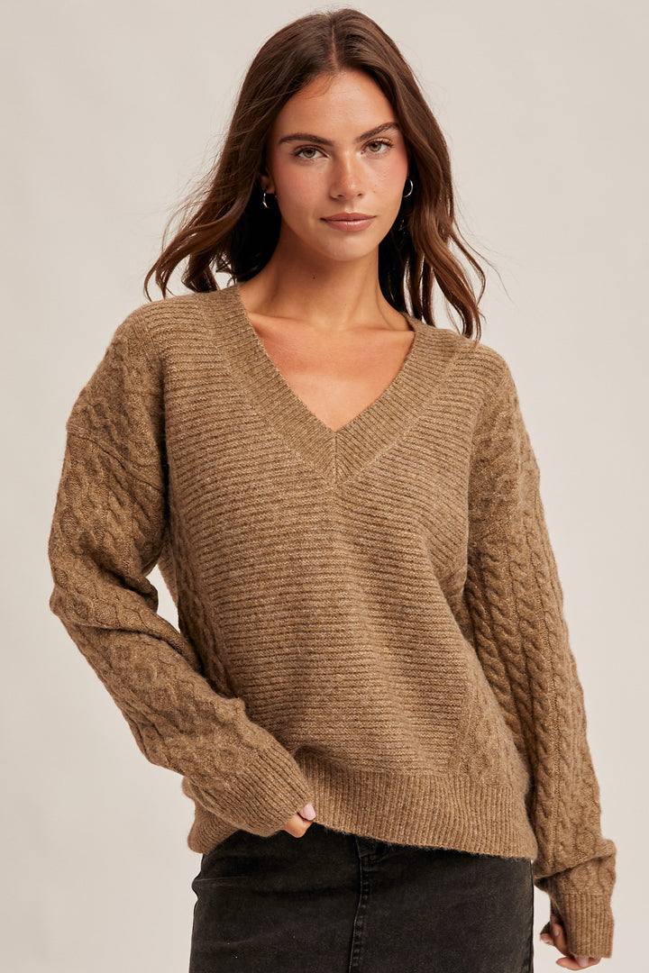 Briar V-Neck Cable Sweater