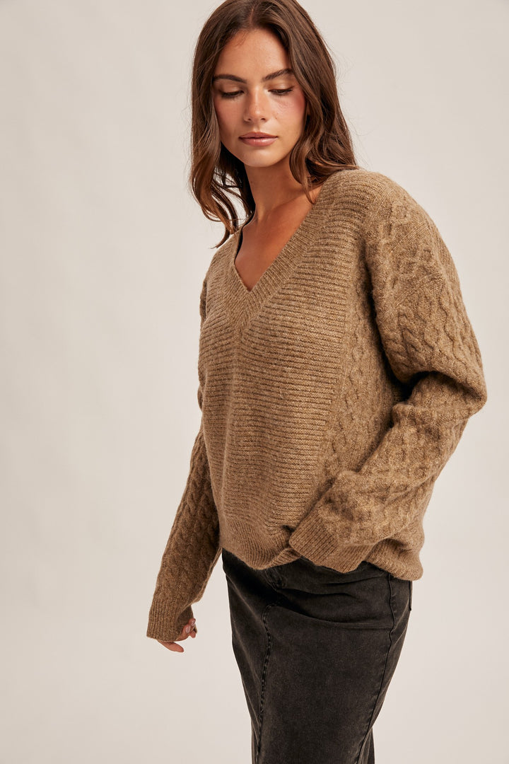 Briar V-Neck Cable Sweater