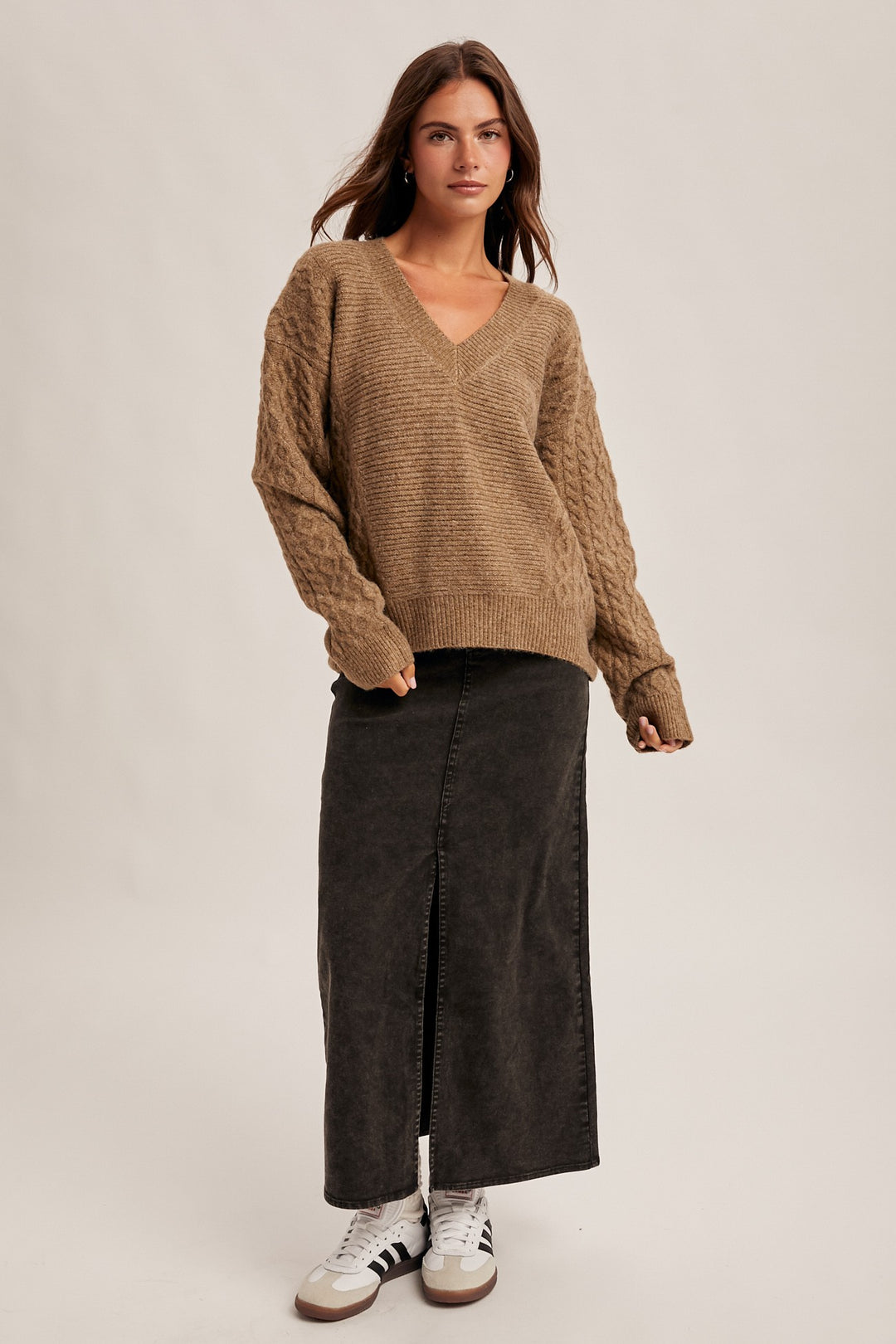 Briar V-Neck Cable Sweater
