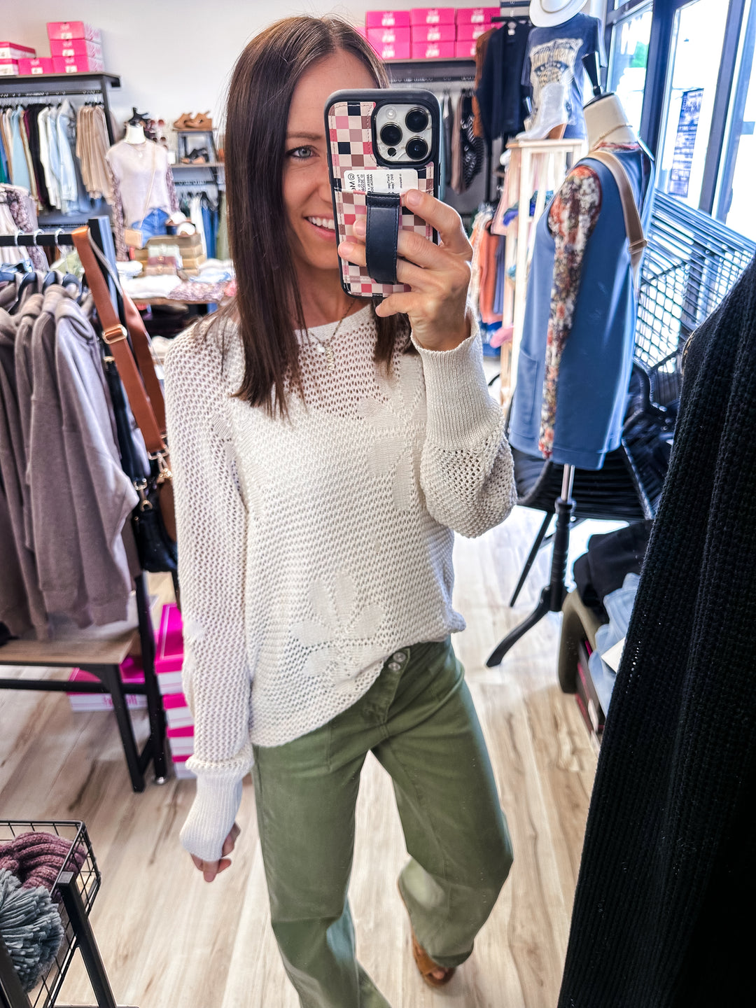Flower Crochet Knit Sweater