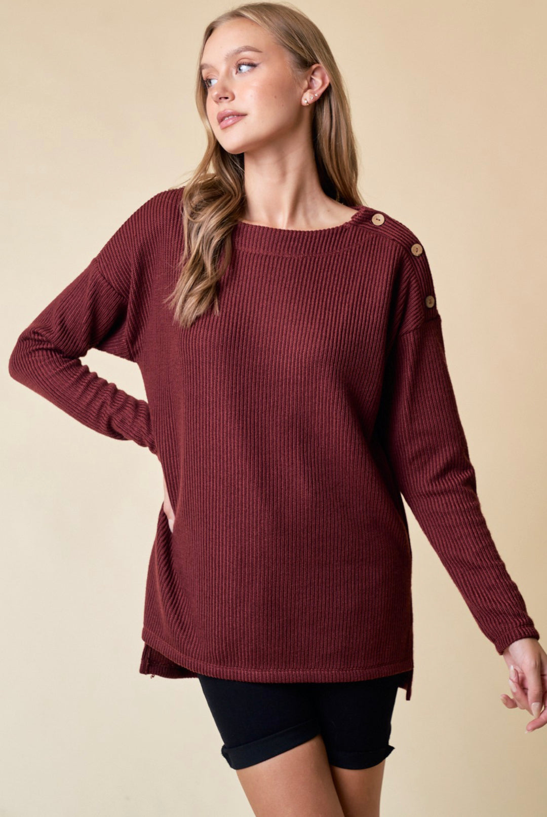 Button Sleeve Sweater