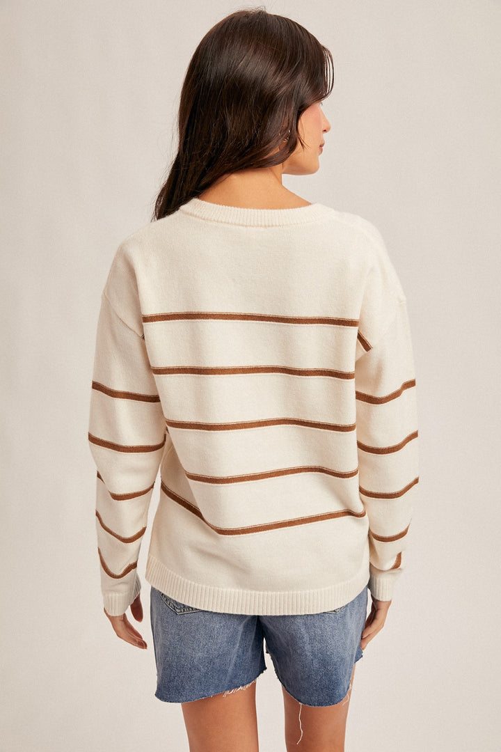 Chloe Stripe V-Neck Sweater