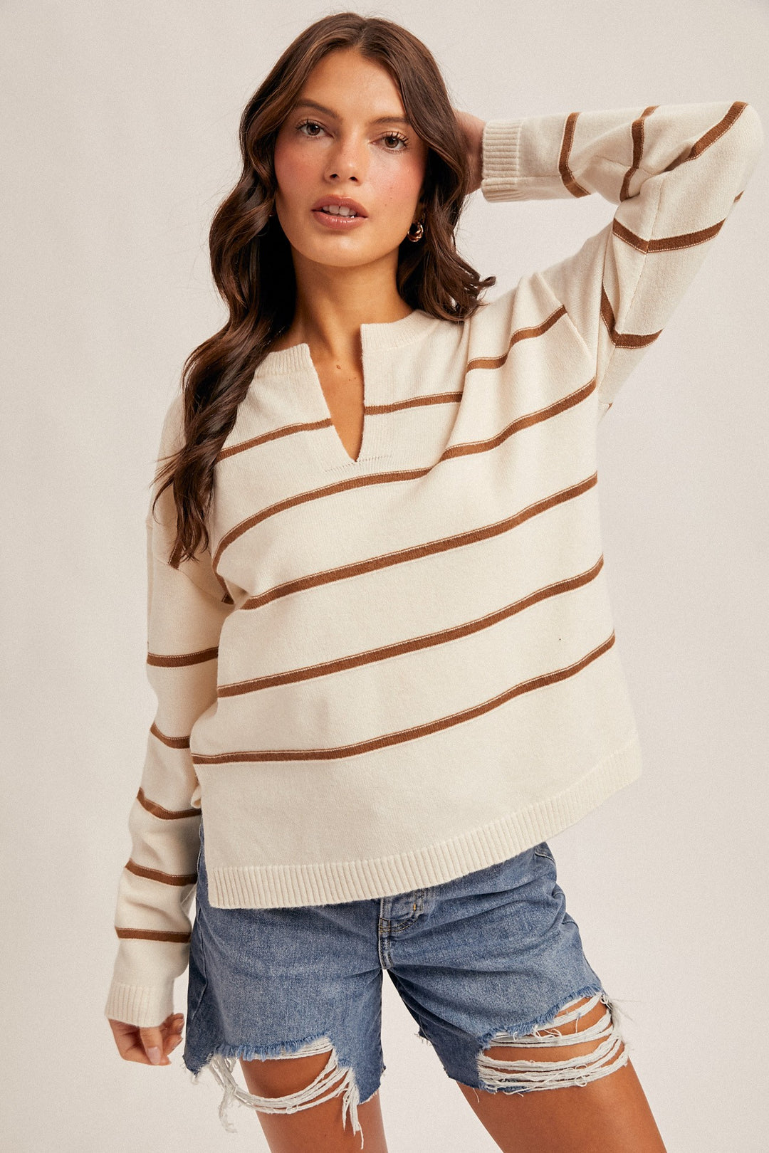 Chloe Stripe V-Neck Sweater