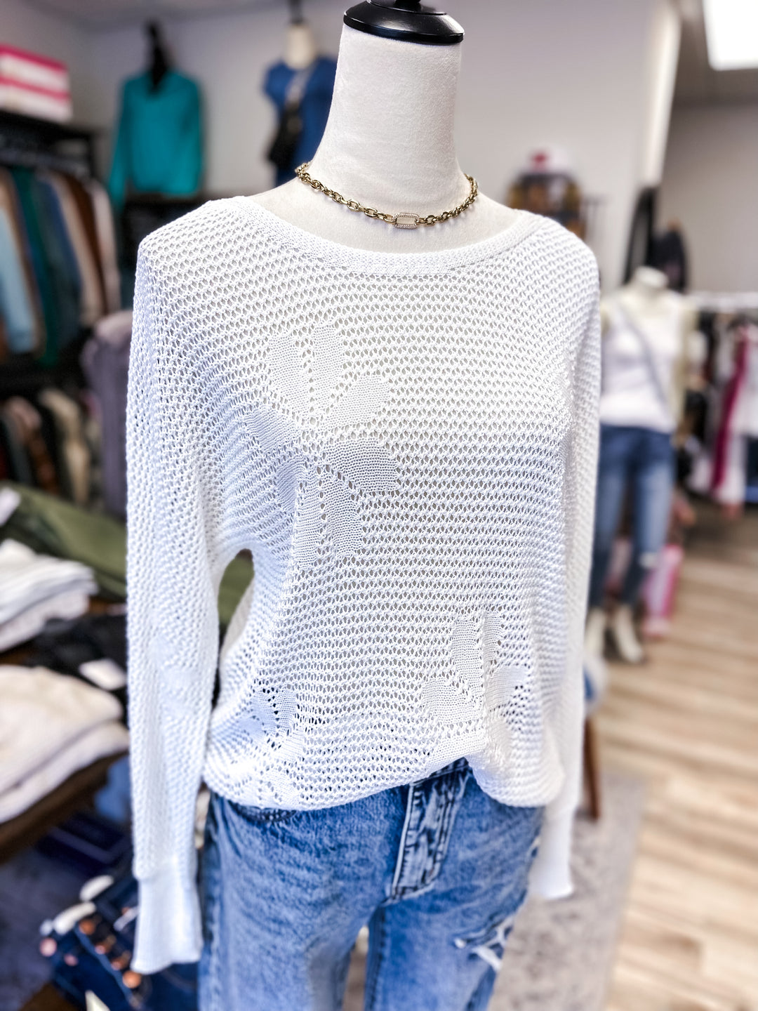 Flower Crochet Knit Sweater
