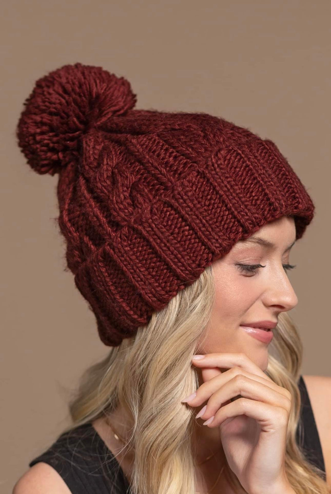 Knitted Basic Beanie with Pompom