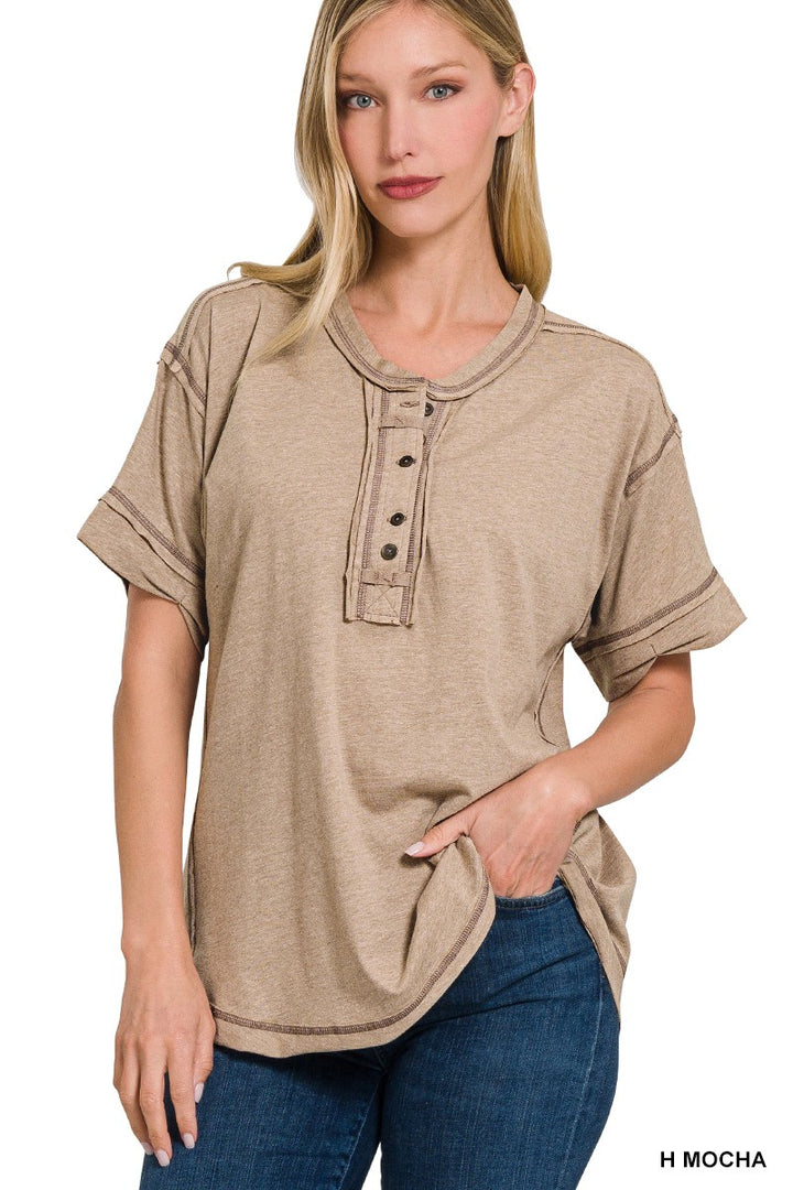 Heather Raw Edge Top