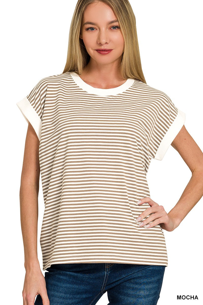Jen Striped Contrast Top