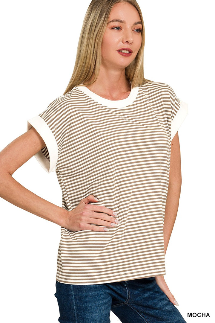 Jen Striped Contrast Top