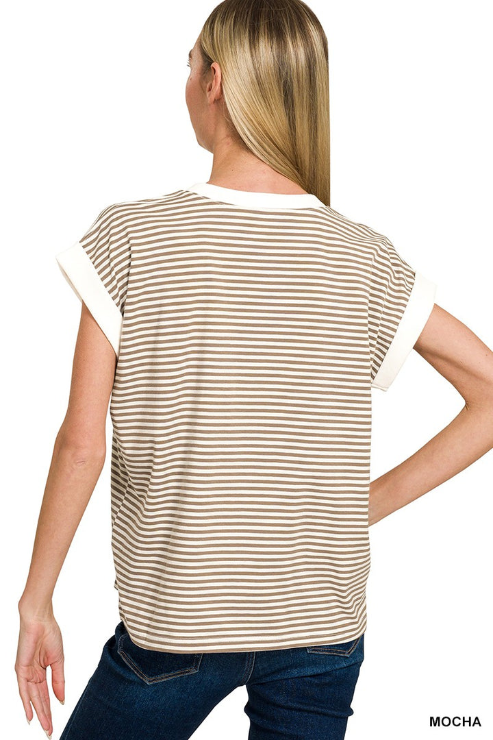 Jen Striped Contrast Top