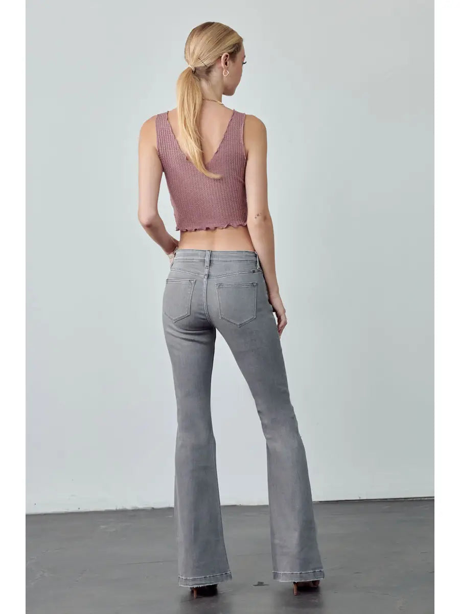 Gray Wash Denim Flares