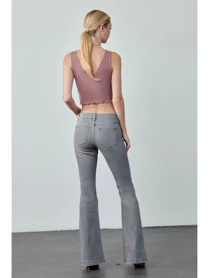 Gray Wash Denim Flares