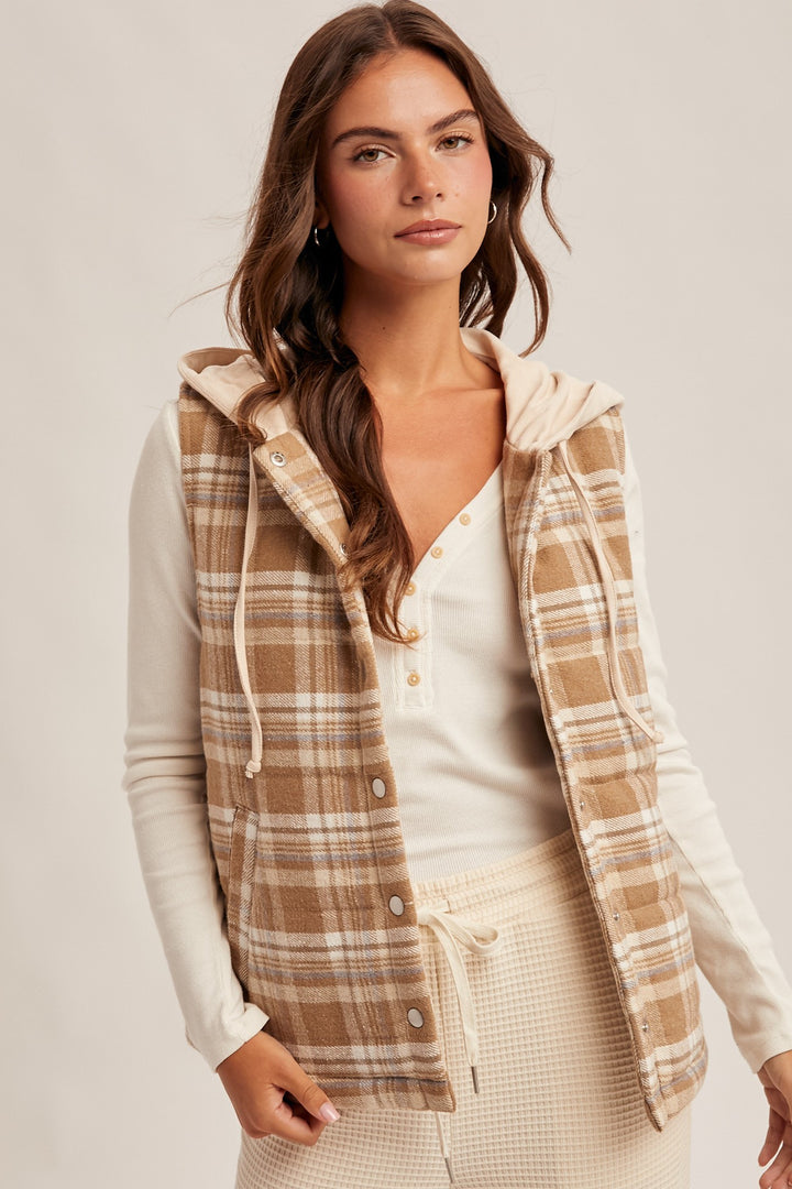 Kate Plaid Hooded Vest