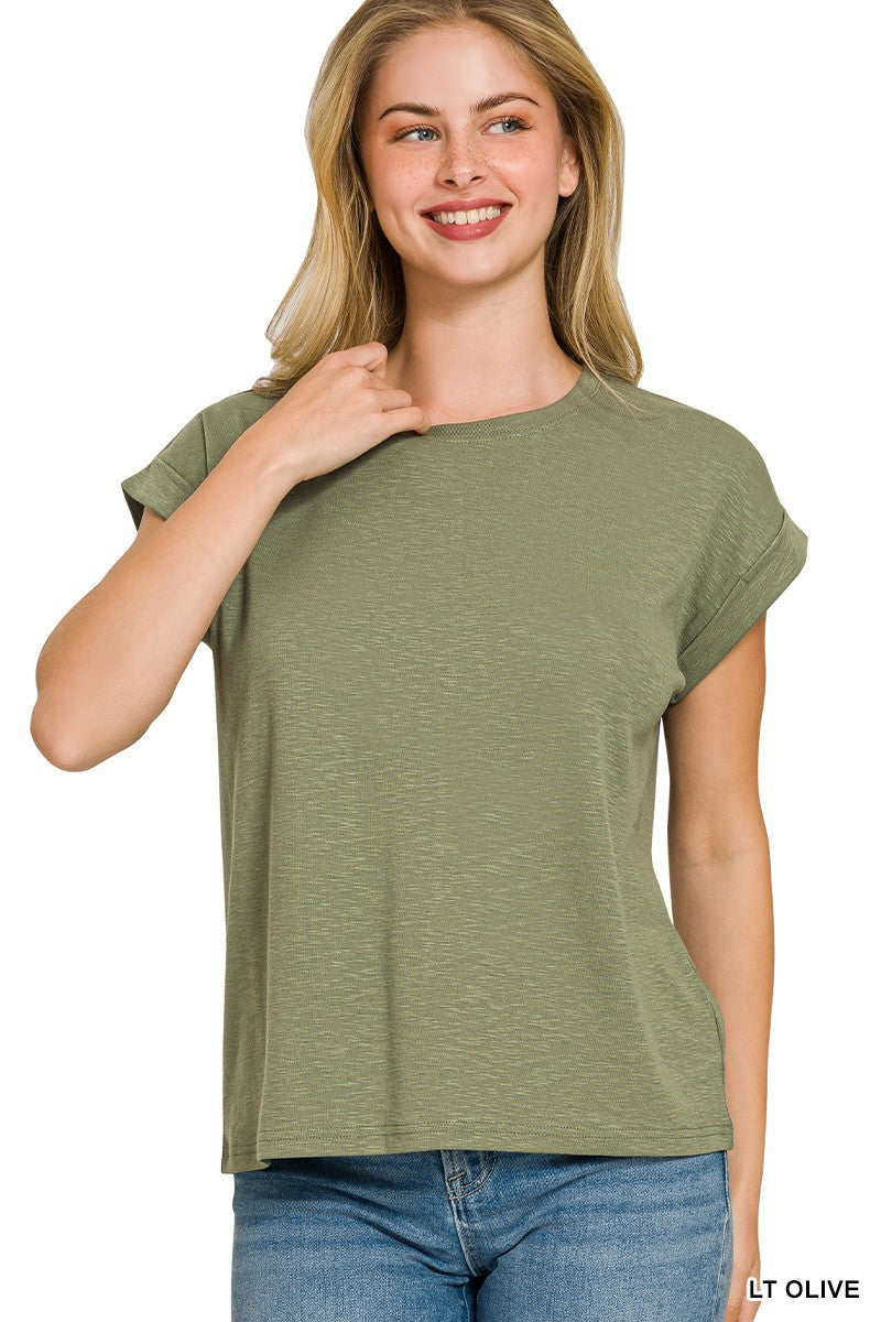 Modal Rolled Sleeve Top