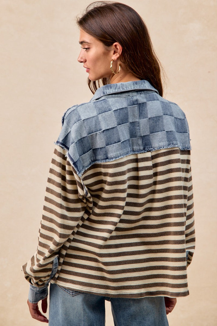 Quinn Checkered Denim Contrast Top