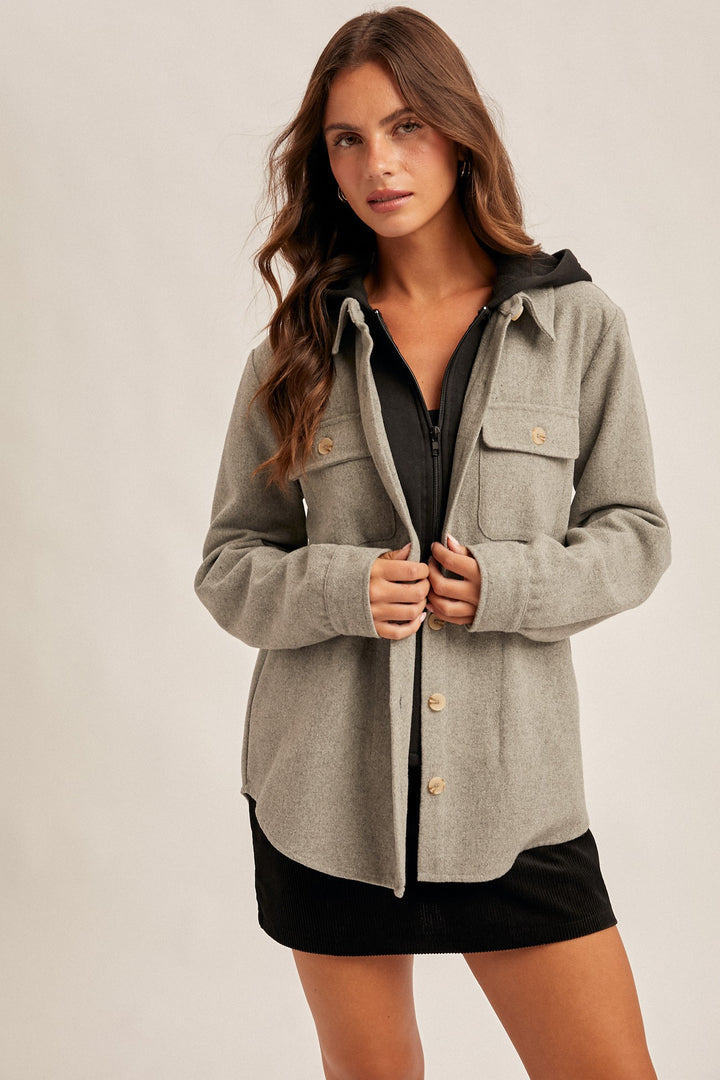 Sadie Hooded Button Down Shacket