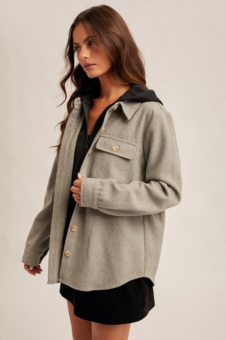 Sadie Hooded Button Down Shacket