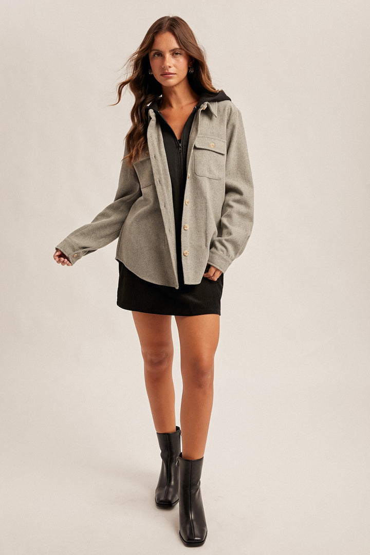 Sadie Hooded Button Down Shacket
