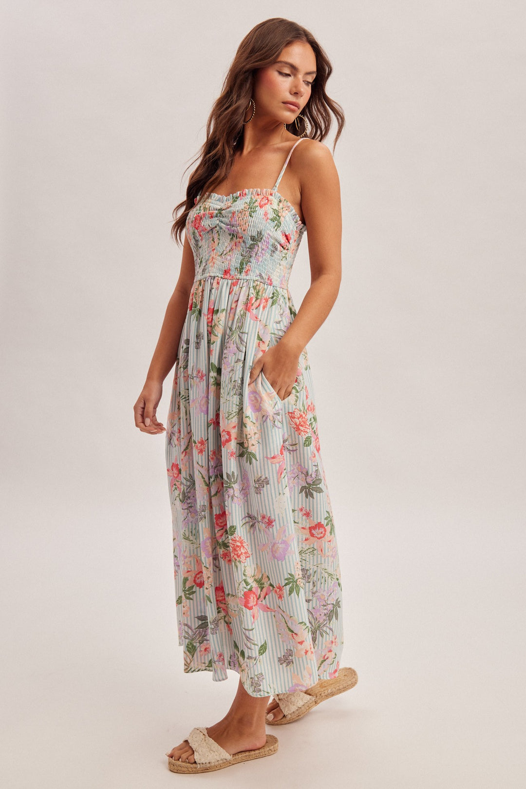 Tropical Floral Midi Dress