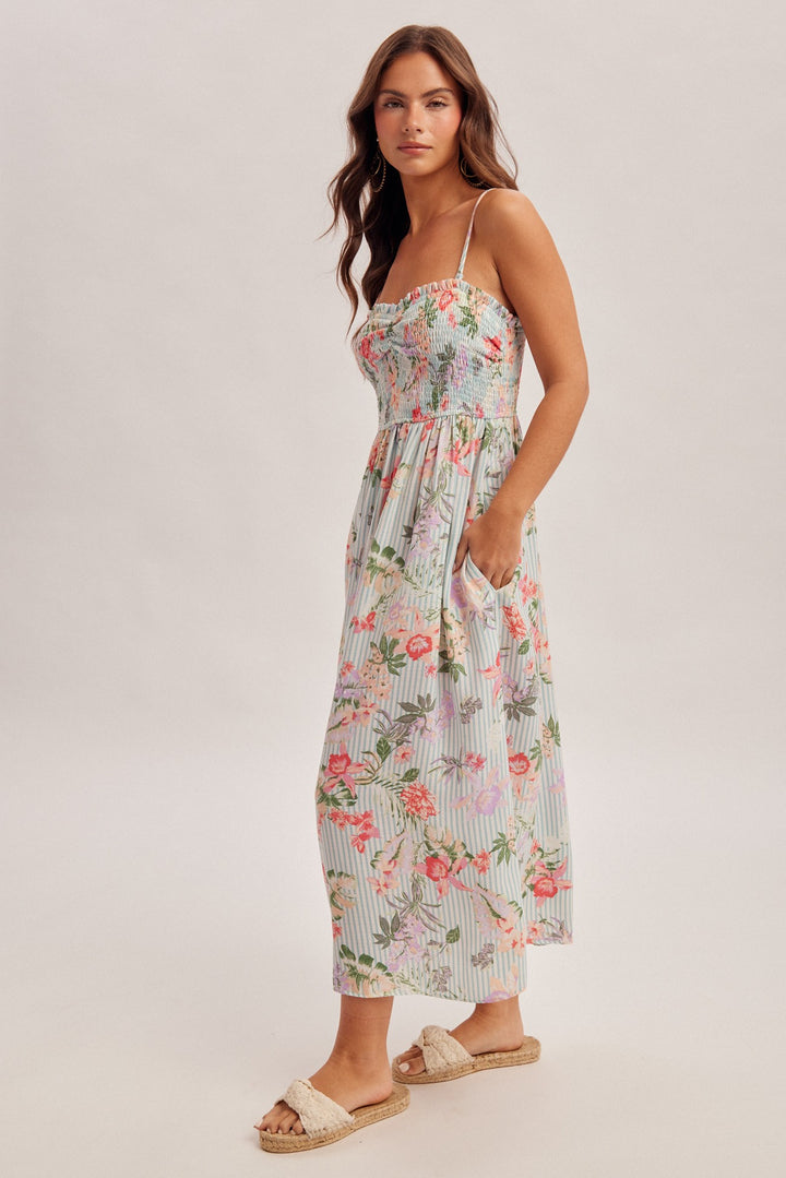 Tropical Floral Midi Dress