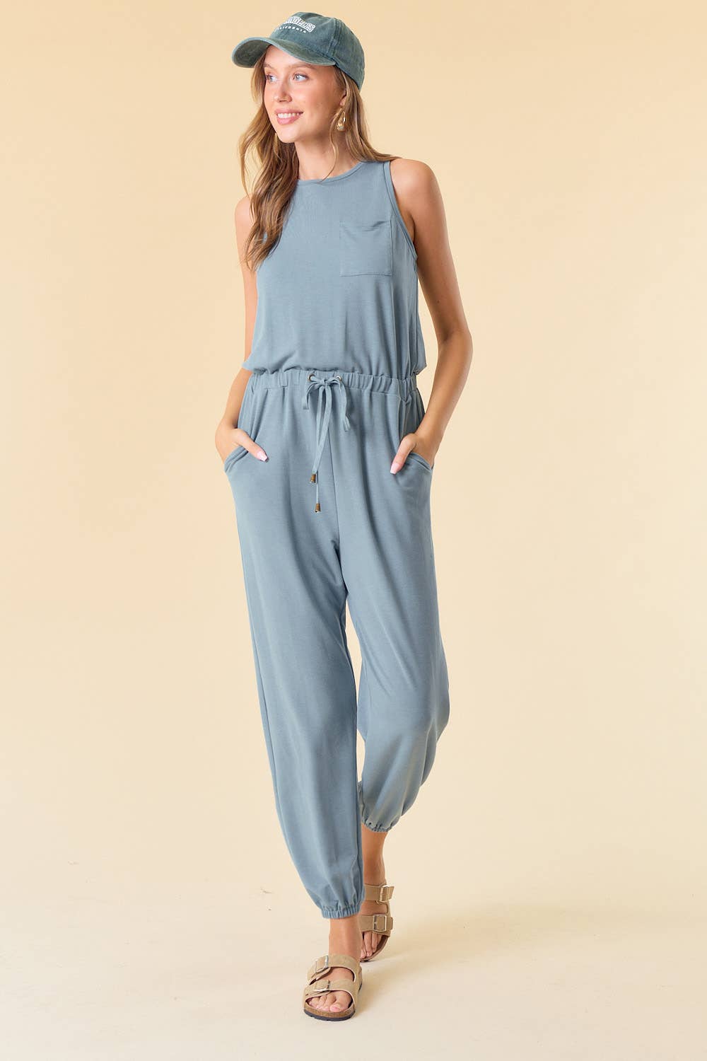 Back Placket Knit Jumpsuit