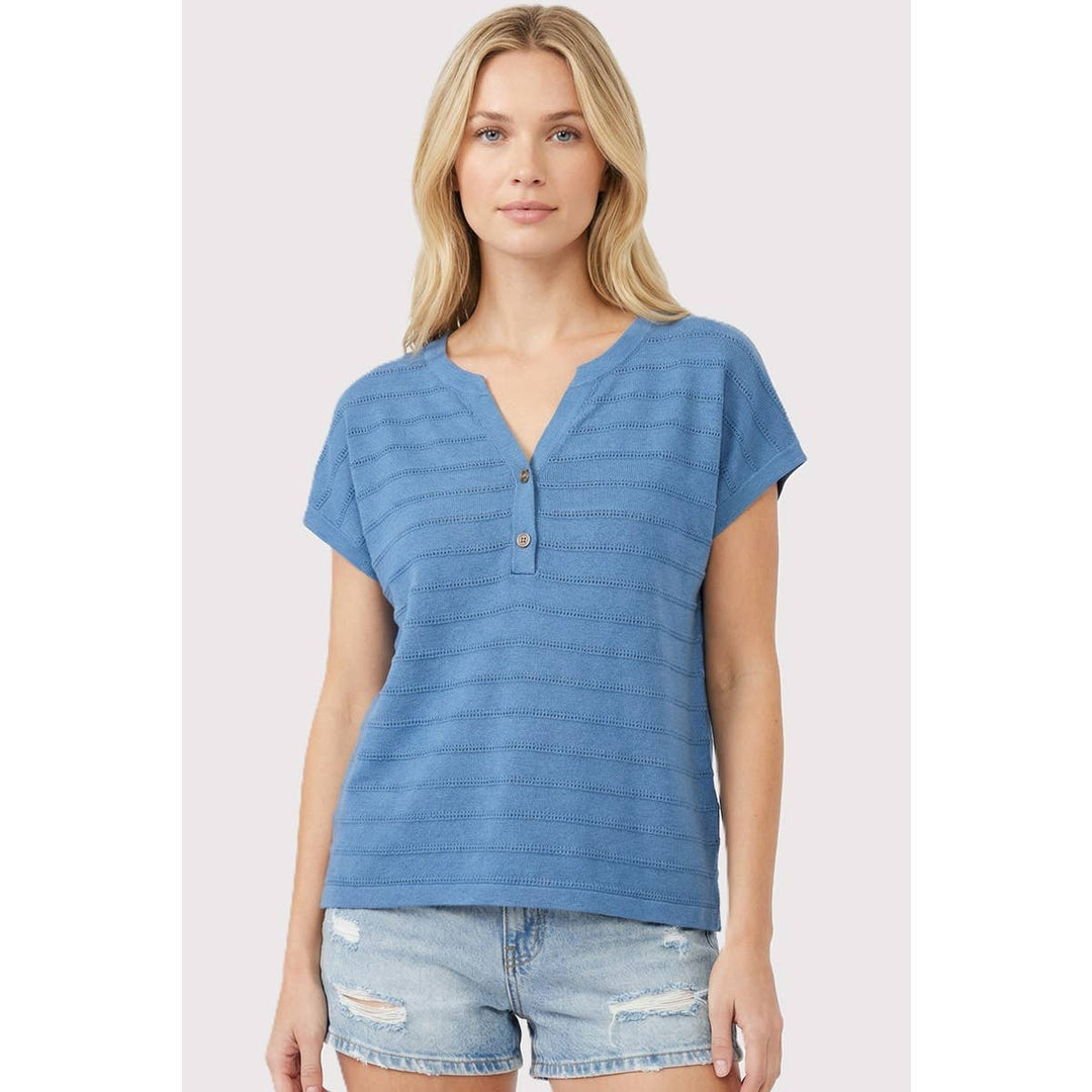 Ava Pointelle Stripe Sweater