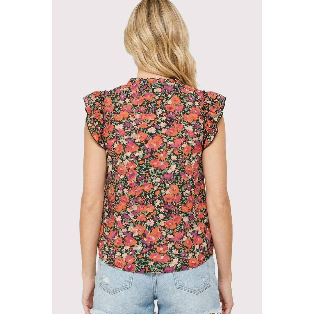 Adella Floral Keyhole Top