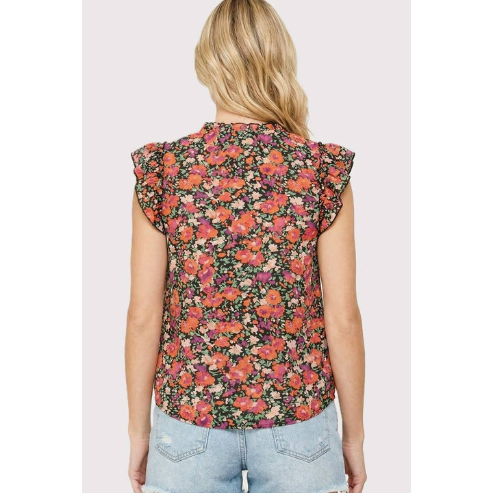 Adella Floral Keyhole Top
