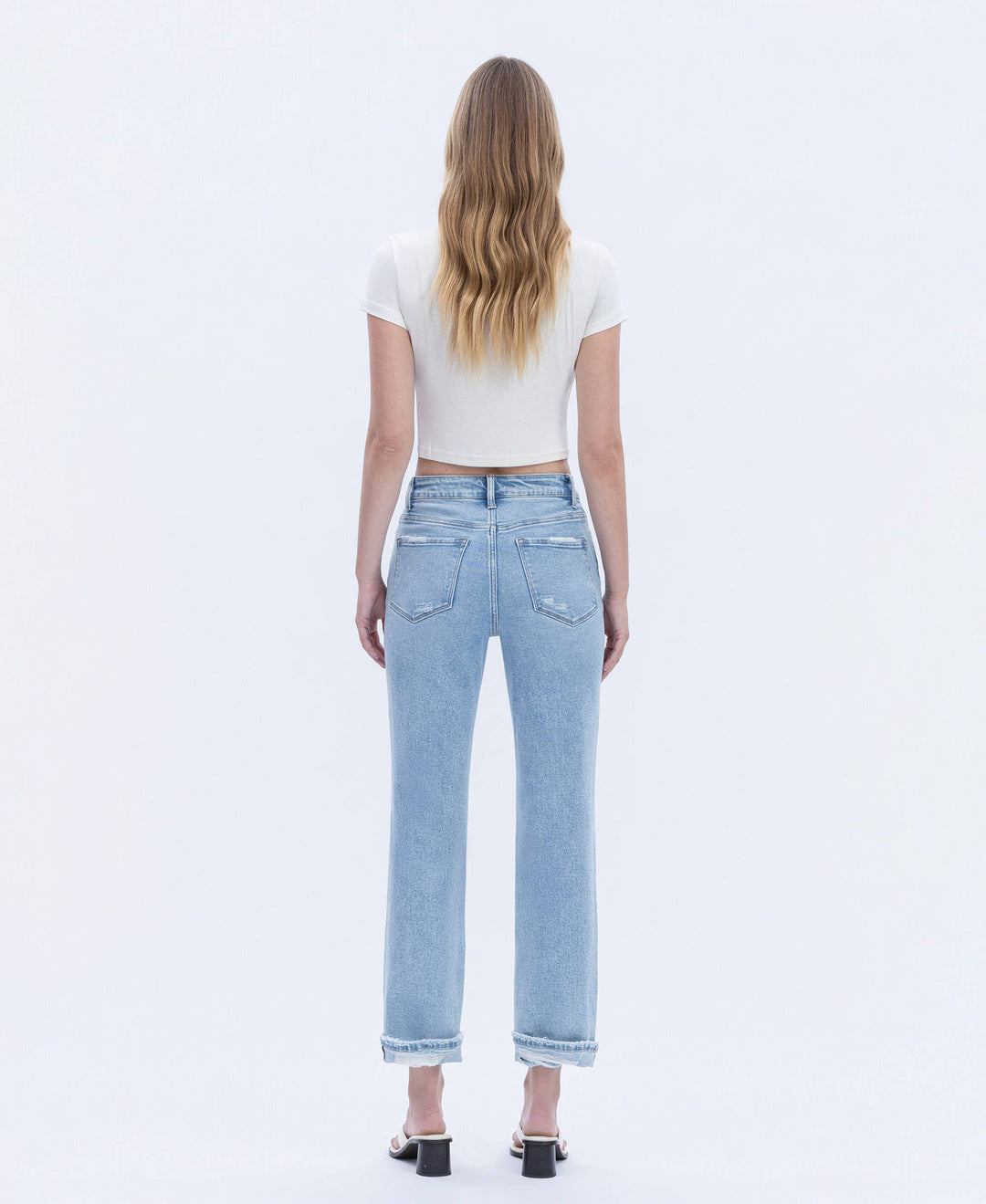 Double Cuffed Cropped Straight Leg