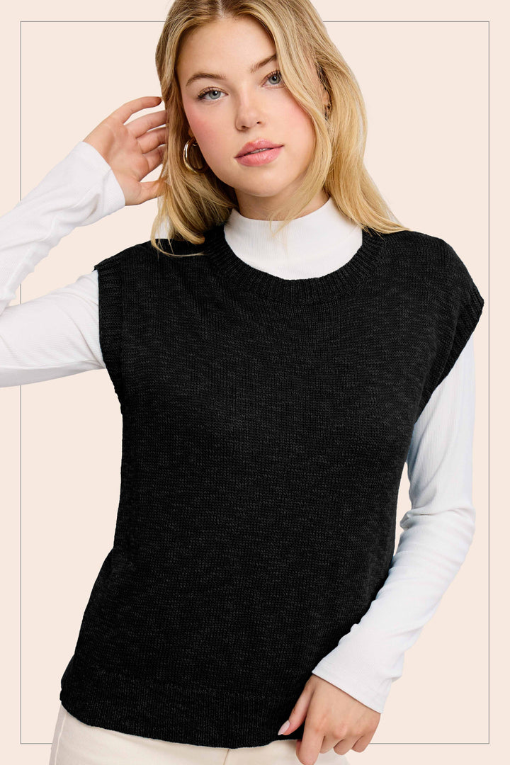 Ribbed Knit Crew Neck Top