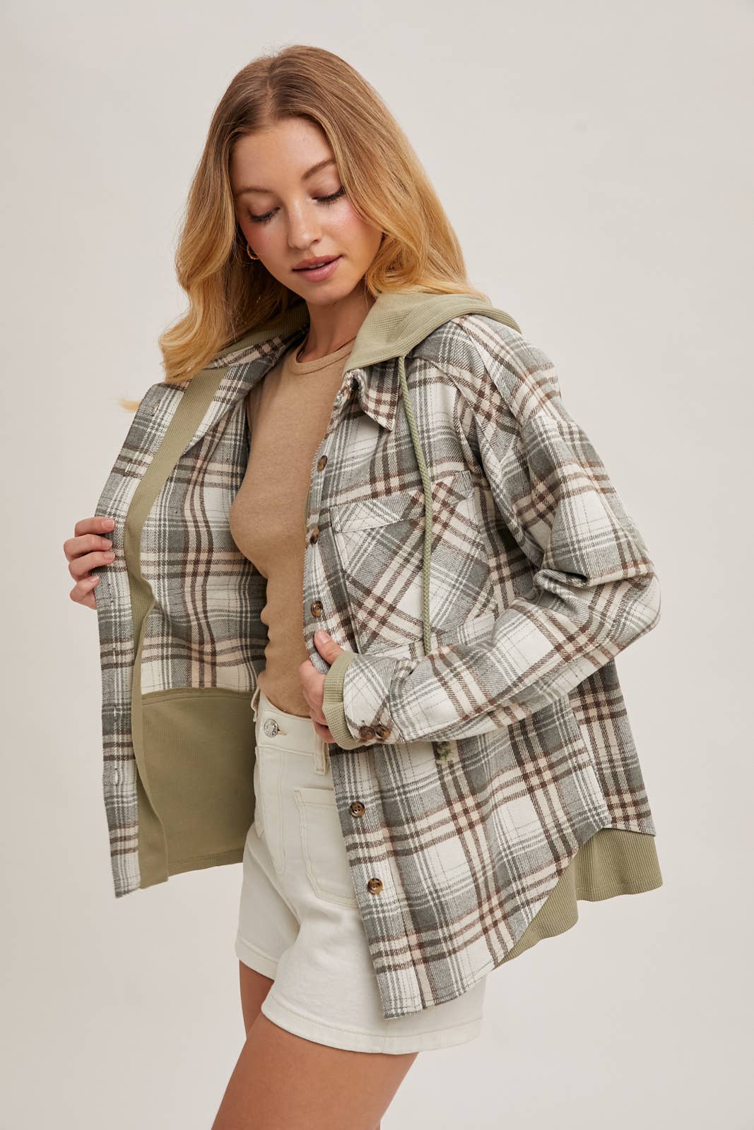 Bethany Hooded Plaid Jacket