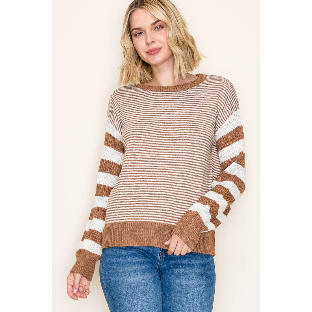 Color Banded Pullover Sweater