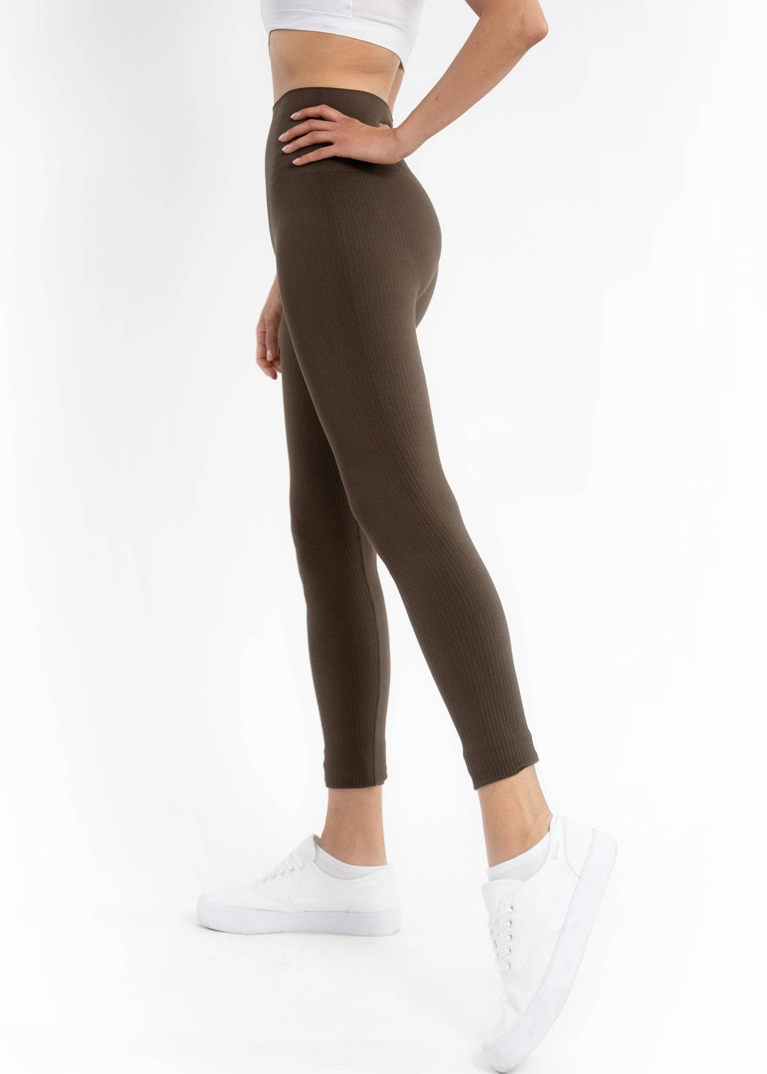 Ribbed High Waist Leggings: Steel Blue