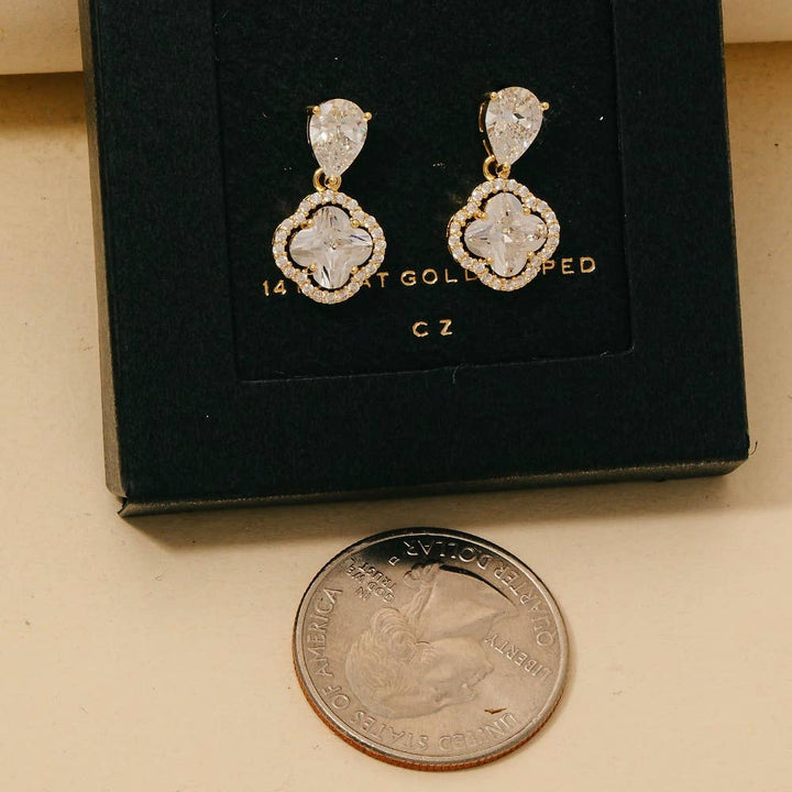 Halo Clover Teardrop Dangle