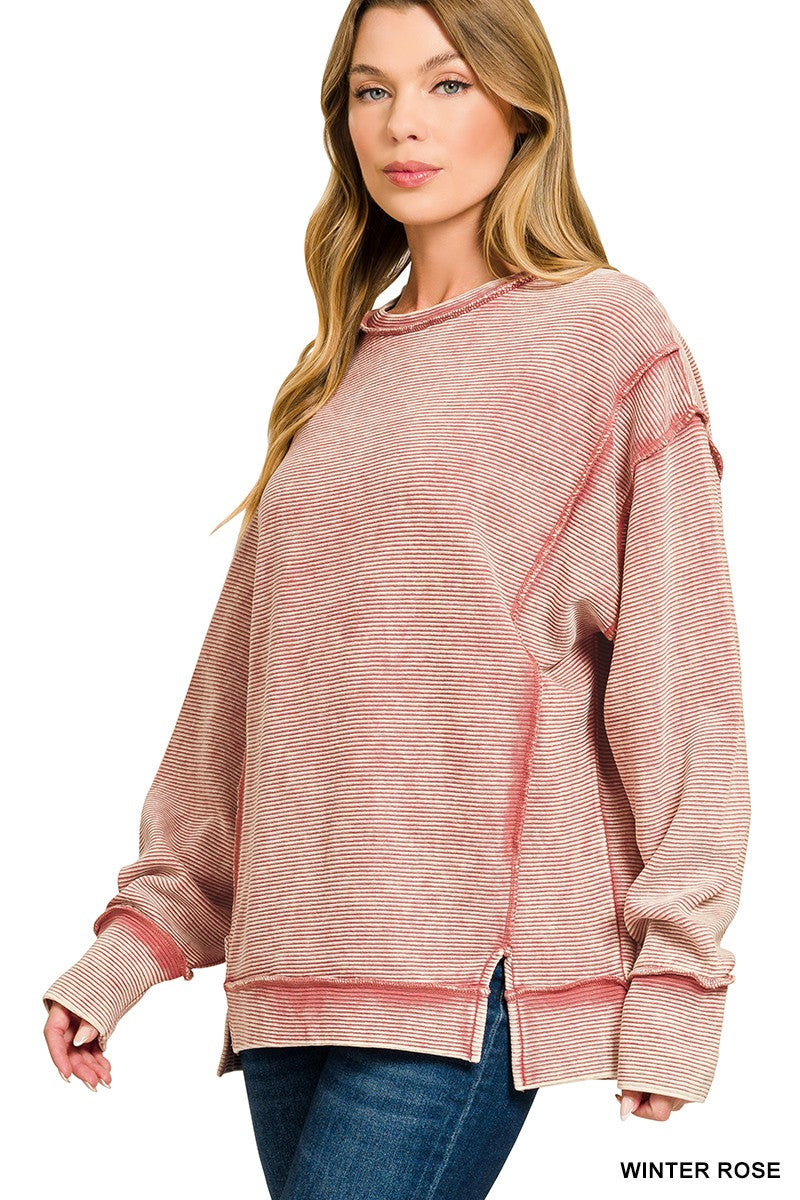 Double Ribbed Exposed Seam Pullover