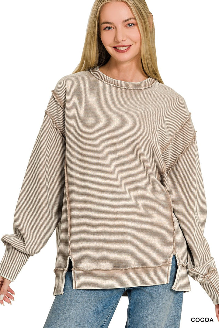 Double Ribbed Exposed Seam Pullover