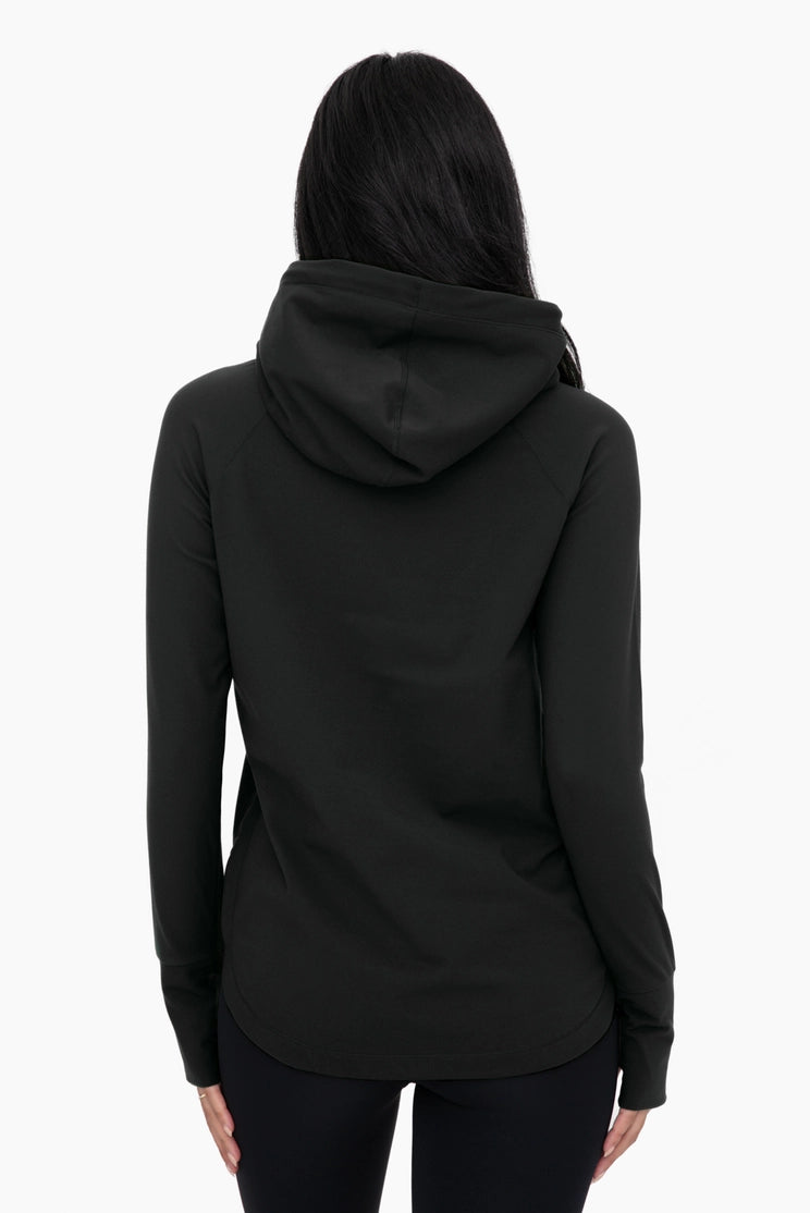 Black Active Hoodie Top with Thumbholes