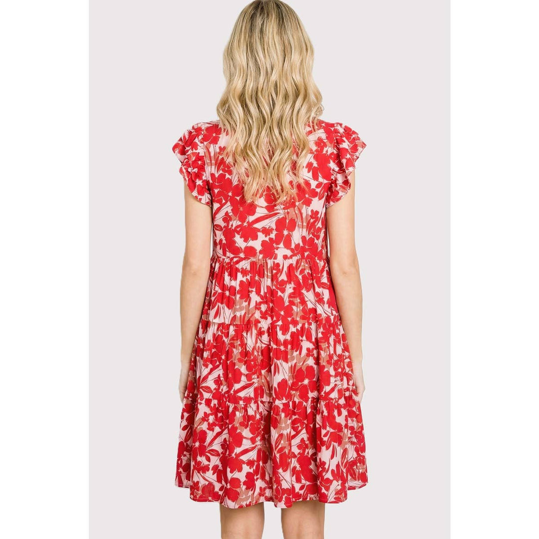 Ruffle Sleeve Floral Dress