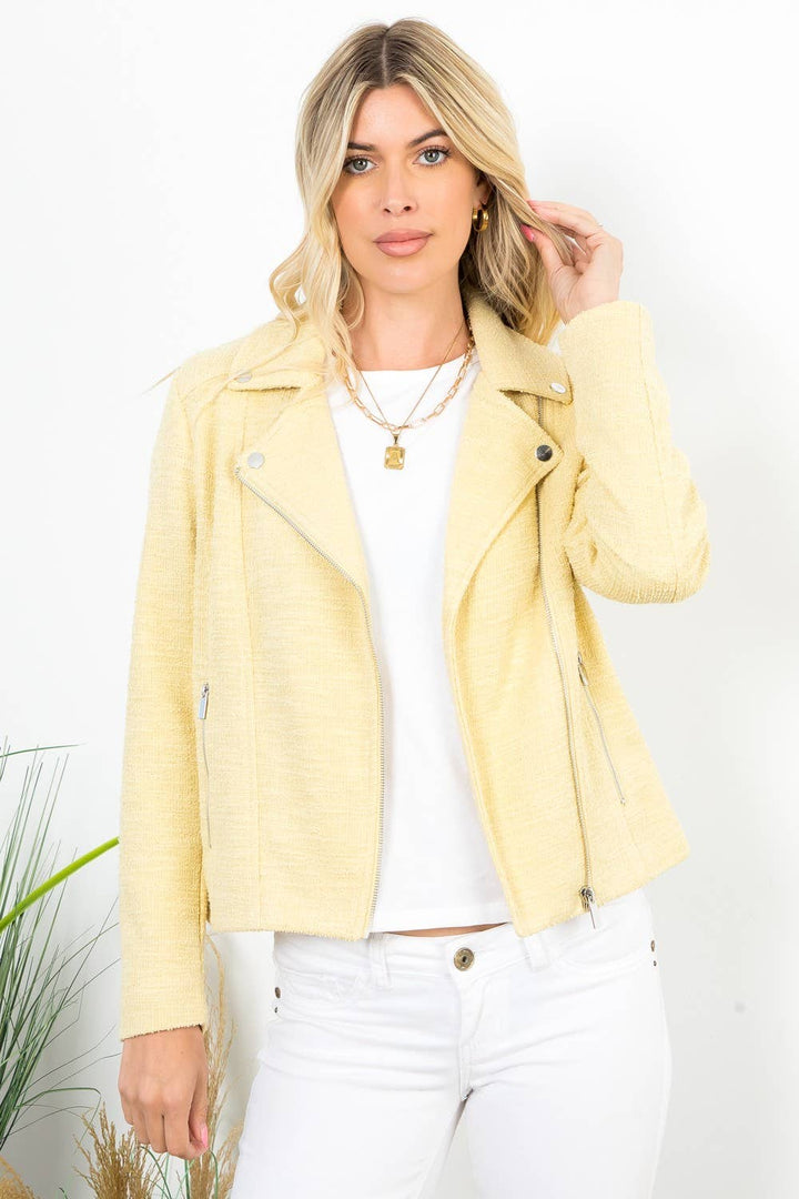 Chloe Boucle Textured Moto Jacket