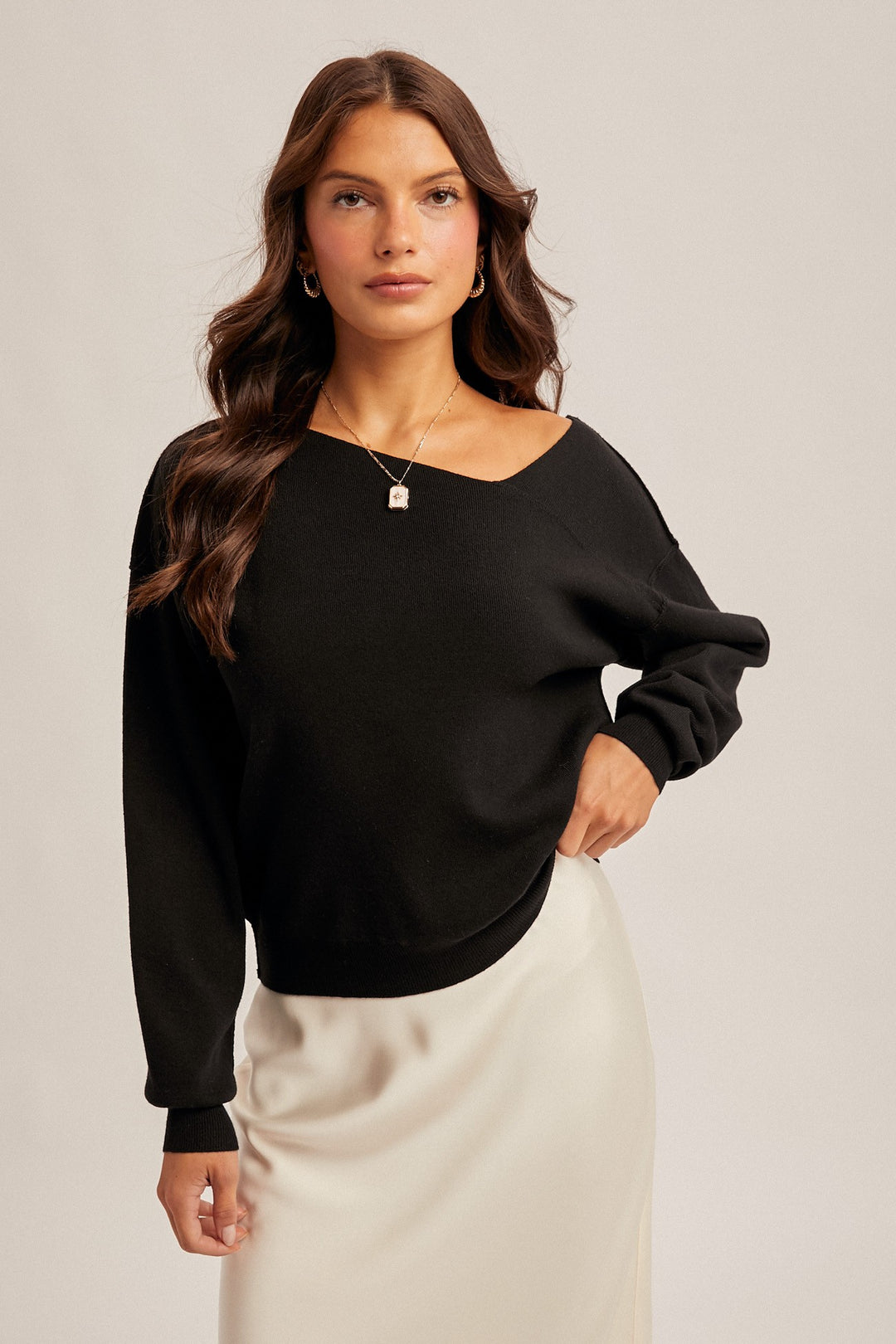 Asymmetrical Neck Sweater