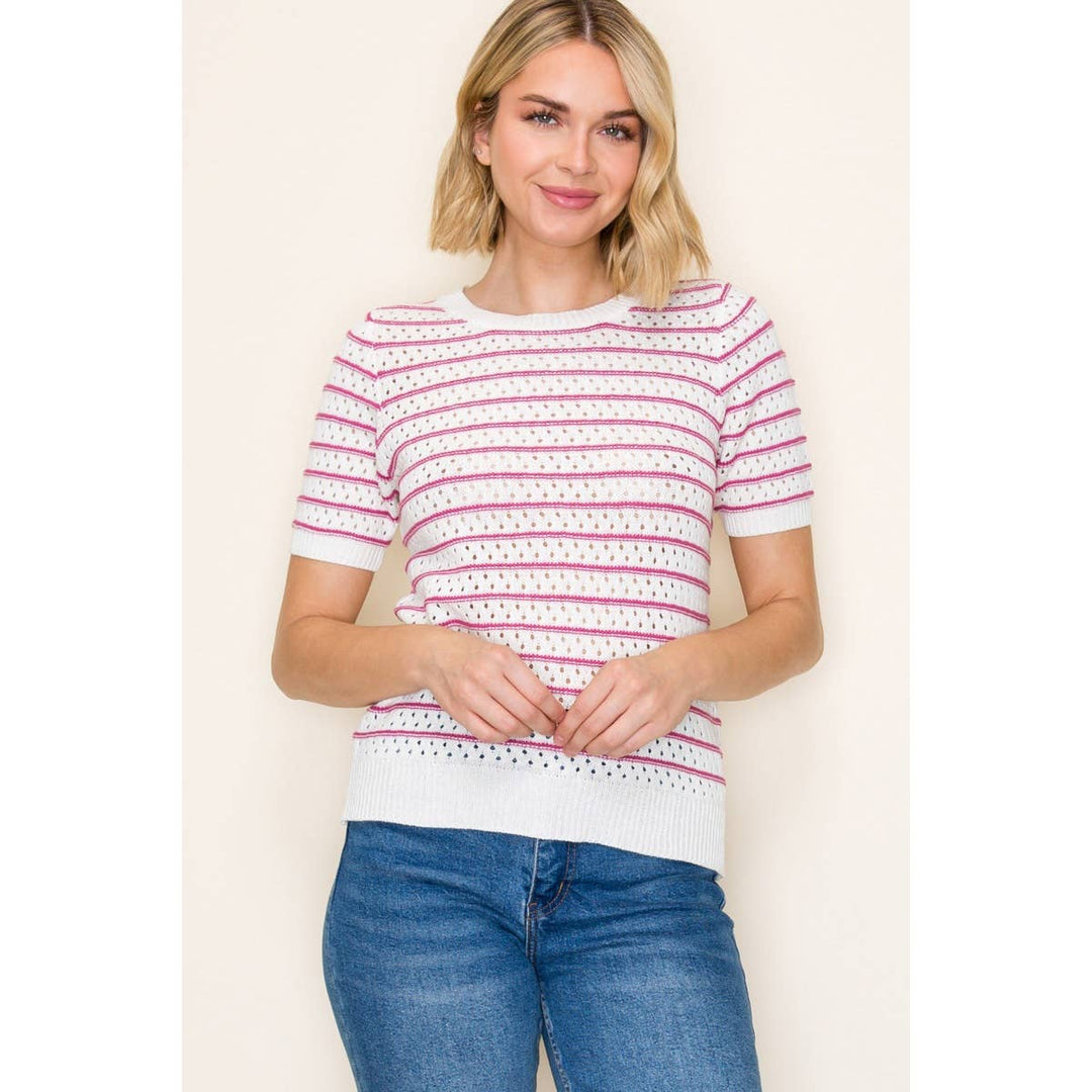 Emily Crochet Striped Sweater