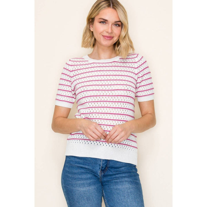 Emily Crochet Striped Sweater