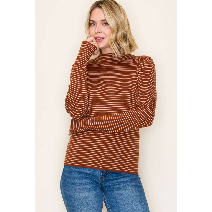 Mock Neck Pinstripe Sweater