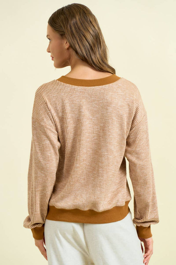 Emma Two-Tone Ribbed Top