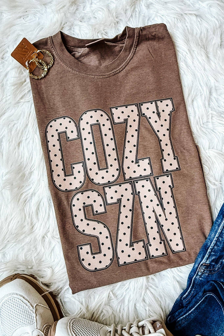 COZY SZN Dots Graphic Tee - Espresso