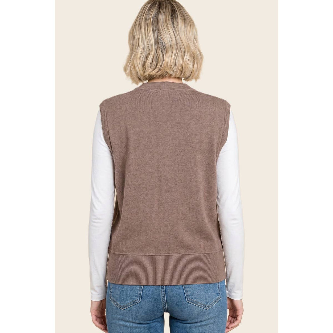 CREW NECK BUTTON DOWN SWEATER VEST