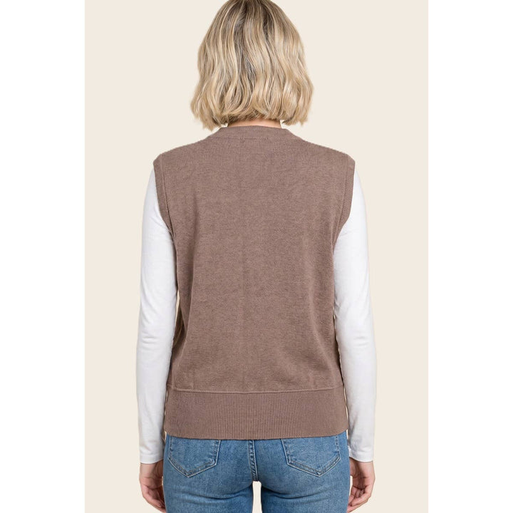 CREW NECK BUTTON DOWN SWEATER VEST